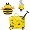imageGoplus 2 PCS Kid Luggage 18 Ride on Suitcase WSpinner Wheels 12 Backpack WAntiLost Rope Carry Strap Sit on Rolling Carry on Luggage Set for Girls Boys Travel Yellow Bee