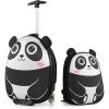 imageGoplus 2PC Kids Carry On Luggage Set 16quot Rolling Suitcase ampamp 12quot Backpack Airline Approved Travel Trolley Luggage with Wheels for Toddlers Children Girls Boys TigerPanda