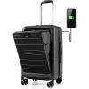imageGoplus Carry On Luggage 20 Inch PC Hardside Suitcase with Front Pocket Foldable Tabletop USB Charging Port Double TSA Lock Spinner Wheels Lightweight Spinner Trolley for Business Trips