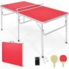 imageGoplus Foldable Ping Pong Table 100 Preassembled Table Tennis Table with Net 2 Paddles Ping Pong Balls Portable Table Tennis Game Set for Indoor OutdoorRed60
