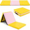 imageGoplus Folding Gymnastics Mat 6 x 2 x 2 Thick TriFold Exercise Tumbling Mat wCarrying Handles Hook ampamp Loop Fastener Gym mats for Home Fitness Yoga Aerobics Workouts Martial ArtsYellow  Pink