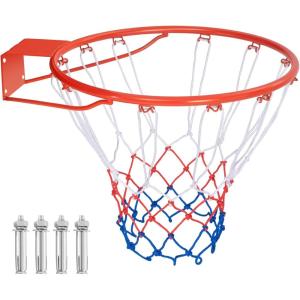 imageGoplus 1815 Replacement Basketball Rim Wall Door Mounted Basketball Hoop with All Weather Net Indoor Outdoor Hanging Basketball Rim Goal Outside18 Inches  Orange