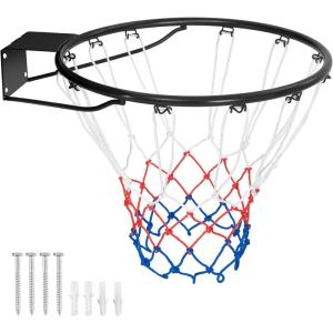 imageGoplus 1815 Replacement Basketball Rim Wall Door Mounted Basketball Hoop with All Weather Net Indoor Outdoor Hanging Basketball Rim Goal Outside18 Inches  Black