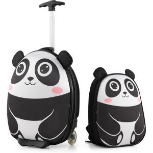 imageGoplus 2PC Kids Carry On Luggage Set 16quot Rolling Suitcase ampamp 12quot Backpack Airline Approved Travel Trolley Luggage with Wheels for Toddlers Children Girls Boys TigerPanda