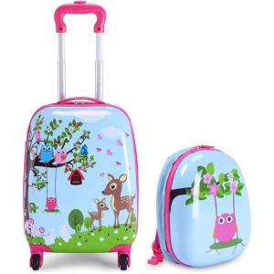 imageGoplus 2PC Kids Luggage 12quot ampamp 16quot Kids Carry On Luggage Set with 4 Spinner Wheels Lightweight Rolling Spinner Suitcase for Children Toddlers Boys and Girls TravelDeer