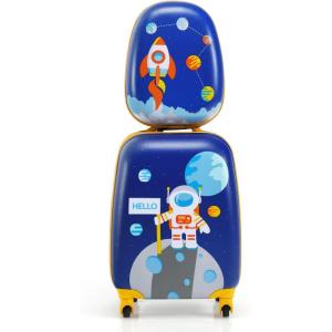imageGoplus 2PC Kids Luggage 12quot ampamp 16quot Kids Carry On Luggage Set with 4 Spinner Wheels Lightweight Rolling Spinner Suitcase for Children Toddlers Boys and Girls TravelAstronaut