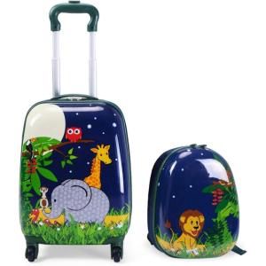 imageGoplus 2PC Kids Luggage 12quot ampamp 16quot Kids Carry On Luggage Set with 4 Spinner Wheels Lightweight Rolling Spinner Suitcase for Children Toddlers Boys and Girls TravelLion