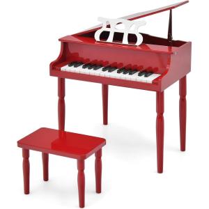 imageGoplus 30Key Classical Kids Piano Mini Grand Piano Wooden LearntoPlay Musical Instrument Toy with Bench Piano Lid Music Rack Gift for Boys Girls Aged 2 Baby Toddler 4 Straight LegBlue4 Straight LegRed