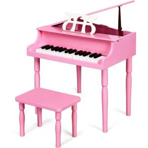 imageGoplus 30Key Classical Kids Piano Mini Grand Piano Wooden LearntoPlay Musical Instrument Toy with Bench Piano Lid Music Rack Gift for Boys Girls Aged 2 Baby Toddler 4 Straight LegBlue4 Straight LegPink
