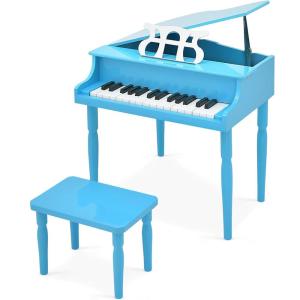 imageGoplus 30Key Classical Kids Piano Mini Grand Piano Wooden LearntoPlay Musical Instrument Toy with Bench Piano Lid Music Rack Gift for Boys Girls Aged 2 Baby Toddler 4 Straight LegBlue4 Straight LegBlue