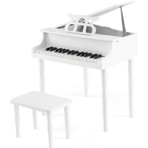 imageGoplus 30Key Classical Kids Piano Mini Grand Piano Wooden LearntoPlay Musical Instrument Toy with Bench Piano Lid Music Rack Gift for Boys Girls Aged 2 Baby Toddler 4 Straight LegBlue4 Straight LegWhite
