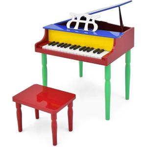 imageGoplus 30Key Classical Kids Piano Mini Grand Piano Wooden LearntoPlay Musical Instrument Toy with Bench Piano Lid Music Rack Gift for Boys Girls Aged 2 Baby Toddler 4 Straight LegBlue4 Straight LegColorful