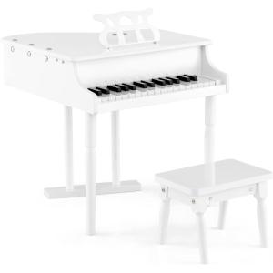 imageGoplus 30Key Classical Kids Piano Mini Grand Piano Wooden LearntoPlay Musical Instrument Toy with Bench Piano Lid Music Rack Gift for Boys Girls Aged 2 Baby Toddler 4 Straight LegBlue3 Straight LegWhite