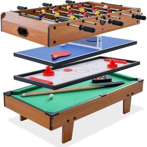 imageGoplus 4 in 1 Multi Game Table Combination Game Table Set with Pool Billiards Air Hockey Foosball Table Tennis Stackable Combo Tabletops for Home Play Room Party Family Night