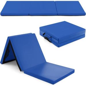 imageGoplus Folding Gymnastics Mat 6 x 2 x 2 Thick TriFold Exercise Tumbling Mat wCarrying Handles Hook ampamp Loop Fastener Gym mats for Home Fitness Yoga Aerobics Workouts Martial ArtsNavy