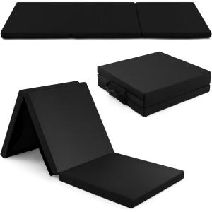 imageGoplus Folding Gymnastics Mat 6 x 2 x 2 Thick TriFold Exercise Tumbling Mat wCarrying Handles Hook ampamp Loop Fastener Gym mats for Home Fitness Yoga Aerobics Workouts Martial ArtsBlack