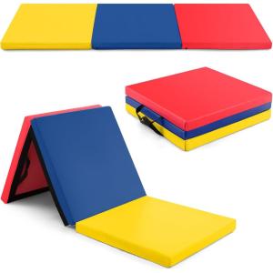 imageGoplus Folding Gymnastics Mat 6 x 2 x 2 Thick TriFold Exercise Tumbling Mat wCarrying Handles Hook ampamp Loop Fastener Gym mats for Home Fitness Yoga Aerobics Workouts Martial ArtsColorful