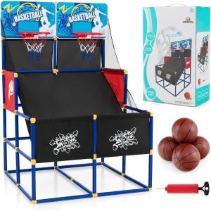 imageGoplus Kids Basketball Arcade Game Dual Shot Basketball Game for 2 Players with 4 Balls ampamp Inflation Pump Indoor Outdoor Sport Play Birthday Gift Basketball Toy Set for Toddlers Children Teens Youth