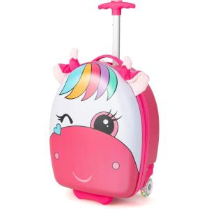 imageGoplus Kids Luggage 16 Carry on Suitcase with LED Wheels Waterproof Hard Shell Lightweight Rolling Luggage for Travel Birthday Christmas Gifts for Toddlers Children Boys Girls PinkPink