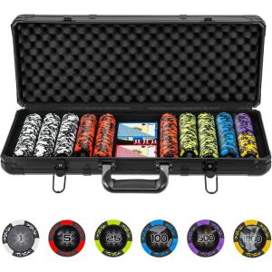 imageGoplus Poker Chip Set 300 PCS500 PCS 14 Gram Clay Poker Chips w Aluminum Case Card Decks Dealer Buttons Dices for Texas Holdem Blackjack Casino Gambling 500 PCS Chips Set500 PCS Chips Set