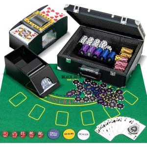 imageGoplus Poker Chip Set 600 PCS 14 Gram Clay Poker Chips wCase Automatic Card Shuffler 6 Decks Cards 5 Dices Card Shoe 3 Dealer Buttons Poker Felt Texas Holdem Blackjack Casino 600 PCS300 PCS