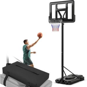 imageGoplus Portable Basketball Hoop 10FT Height Adjustable Basketball Goal w44 Shatterproof Backboard Outdoor Basketball Stand for Adults Teens Backyard Driveway5510FT  9Level  wWeight Bag