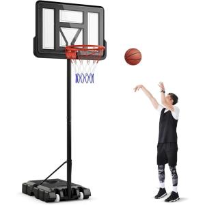 imageGoplus Portable Basketball Hoop 10FT Height Adjustable Basketball Goal w44 Shatterproof Backboard Outdoor Basketball Stand for Adults Teens Backyard Driveway4410FT  14Level