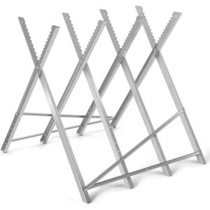 imageGoplus Portable Folding Sawhorse Adjustable Steel Sawbuck for Firewood Heavy Duty 220 lbs Sawhorse Work Table Lightweight Log Wood Cutting Saw Horses Stand