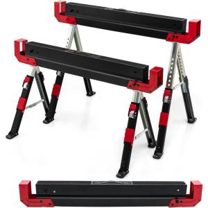 imageGoplus Saw Horses 2 Pack 2600 LBS Height Adjustable Sawhorses w 2X4 Brackets ampamp Side Supports Portable Folding Work Horse w PressToRelease Legs HeavyDuty Saw Horses for DIY ampamp Woodworking Project