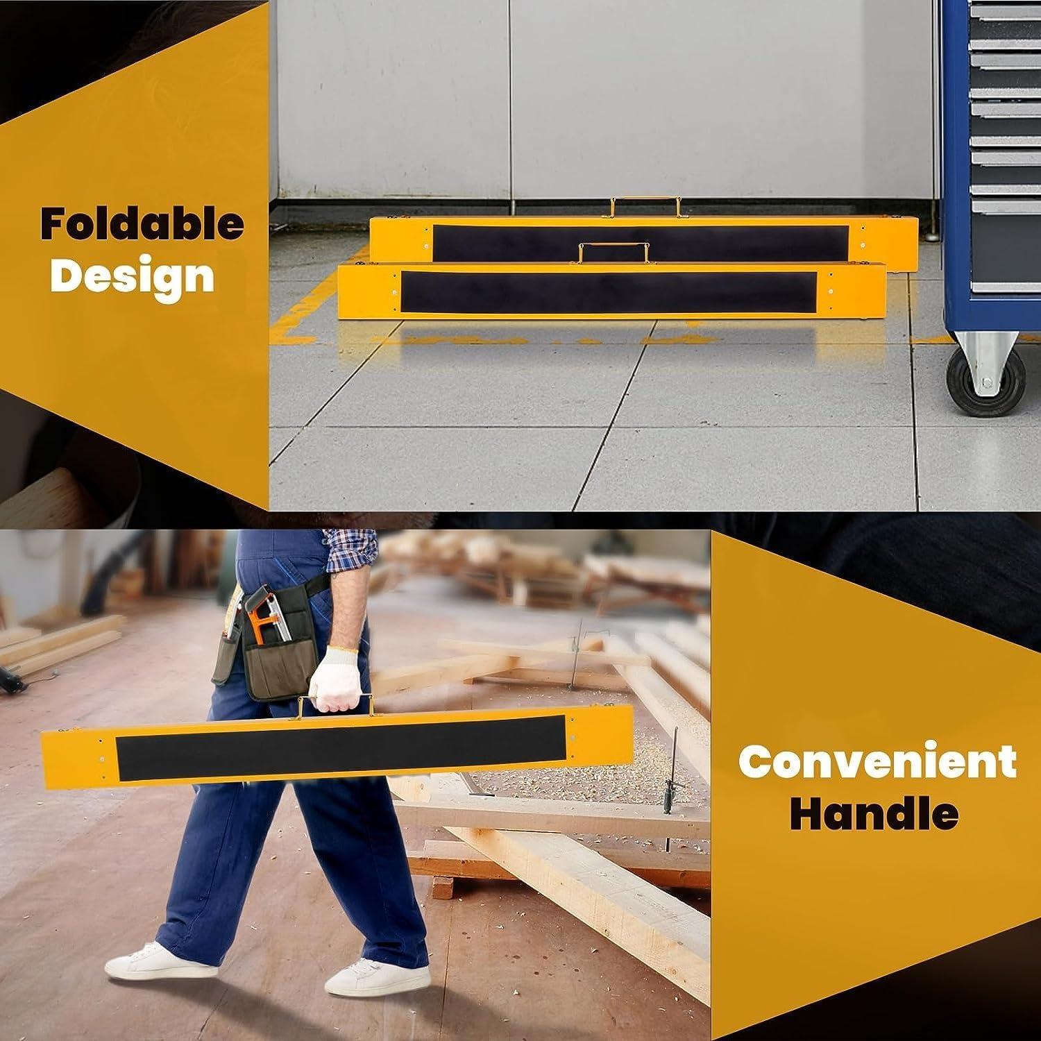 imageGoplus Saw Horses 2 Pack Folding Portable Work Horse with Fast Open Legs Convenient Handle Heavy Duty Steel Sawhorse for Garage Workshop Fully Assembled