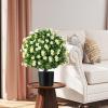 imageGoplus 22 Artificial Boxwood Topiary Ball Tree Set of 2 UV Resistant Faux Potted Plants Artificial Shrubs Bushes with Orange Fruits Fake Evergreen Artificial Topiary for Home Front Porch DecorWhite