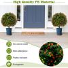 imageGoplus 22 Artificial Boxwood Topiary Ball Tree Set of 2 UV Resistant Faux Potted Plants Artificial Shrubs Bushes with Orange Fruits Fake Evergreen Artificial Topiary for Home Front Porch DecorOrange