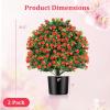 imageGoplus 22 Artificial Boxwood Topiary Ball Tree Set of 2 UV Resistant Faux Potted Plants Artificial Shrubs Bushes with Orange Fruits Fake Evergreen Artificial Topiary for Home Front Porch DecorRose