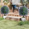 imageGoplus 22 Artificial Boxwood Topiary Ball Tree Set of 2 UV Resistant Faux Potted Plants Artificial Shrubs Bushes with Orange Fruits Fake Evergreen Artificial Topiary for Home Front Porch DecorWisteria
