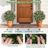imageGoplus 22 Artificial Boxwood Topiary Ball Tree Set of 2 UV Resistant Faux Potted Plants Artificial Shrubs Bushes with Orange Fruits Fake Evergreen Artificial Topiary for Home Front Porch DecorPurple