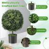 imageGoplus 22 Artificial Boxwood Topiary Ball Tree Set of 2 UV Resistant Faux Potted Plants Artificial Shrubs Bushes with Orange Fruits Fake Evergreen Artificial Topiary for Home Front Porch DecorDark Green