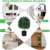 imageGoplus 22 Artificial Boxwood Topiary Ball Tree Set of 2 UV Resistant Faux Potted Plants Artificial Shrubs Bushes with Orange Fruits Fake Evergreen Artificial Topiary for Home Front Porch DecorWhite Fruits