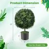 imageGoplus 22 Artificial Boxwood Topiary Ball Tree Set of 2 UV Resistant Faux Potted Plants Artificial Shrubs Bushes with Orange Fruits Fake Evergreen Artificial Topiary for Home Front Porch DecorDark Green