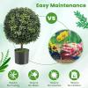 imageGoplus 22 Artificial Boxwood Topiary Ball Tree Set of 2 UV Resistant Faux Potted Plants Artificial Shrubs Bushes with Orange Fruits Fake Evergreen Artificial Topiary for Home Front Porch DecorDark Green