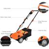 imageGoplus 2in1 Lawn Dethatcher and Scarifier 3 Level Depth Adjustable Weeder w 11 Gallon Collection Bag ampamp 2 Removable Blades 13Inch 12 Amp Corded Electric Scarifier for Garden ampamp YardOrange