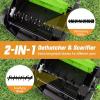 imageGoplus 2in1 Lawn Dethatcher and Scarifier 3 Level Depth Adjustable Weeder w 11 Gallon Collection Bag ampamp 2 Removable Blades 13Inch 12 Amp Corded Electric Scarifier for Garden ampamp YardGreen