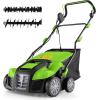 imageGoplus 2in1 Lawn Dethatcher and Scarifier 3 Level Depth Adjustable Weeder w 11 Gallon Collection Bag ampamp 2 Removable Blades 13Inch 12 Amp Corded Electric Scarifier for Garden ampamp YardGreen