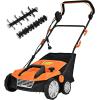 imageGoplus 2in1 Lawn Dethatcher and Scarifier 3 Level Depth Adjustable Weeder w 11 Gallon Collection Bag ampamp 2 Removable Blades 13Inch 12 Amp Corded Electric Scarifier for Garden ampamp YardOrange