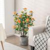 imageGoplus 38 Artificial Camellia Tree Flower Plants Artificial Tree Faux Floral Plant Blooming Tree in Cement Pot Greenery Potted Plant for Indoor Outdoor Office Home Porch DecorOrange