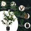 imageGoplus 38 Artificial Camellia Tree Flower Plants Artificial Tree Faux Floral Plant Blooming Tree in Cement Pot Greenery Potted Plant for Indoor Outdoor Office Home Porch DecorWhite