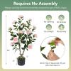 imageGoplus 38 Artificial Camellia Tree Flower Plants Artificial Tree Faux Floral Plant Blooming Tree in Cement Pot Greenery Potted Plant for Indoor Outdoor Office Home Porch DecorPink