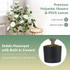 imageGoplus 38 Artificial Camellia Tree Flower Plants Artificial Tree Faux Floral Plant Blooming Tree in Cement Pot Greenery Potted Plant for Indoor Outdoor Office Home Porch DecorWhite