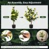 imageGoplus 38 Artificial Camellia Tree Flower Plants Artificial Tree Faux Floral Plant Blooming Tree in Cement Pot Greenery Potted Plant for Indoor Outdoor Office Home Porch DecorYellow