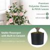 imageGoplus 38 Artificial Camellia Tree Flower Plants Artificial Tree Faux Floral Plant Blooming Tree in Cement Pot Greenery Potted Plant for Indoor Outdoor Office Home Porch DecorPink