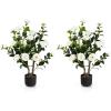 imageGoplus 38 Artificial Camellia Tree Flower Plants Artificial Tree Faux Floral Plant Blooming Tree in Cement Pot Greenery Potted Plant for Indoor Outdoor Office Home Porch DecorWhite